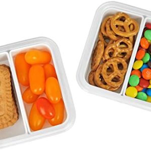 carrotez 2 Compartment Snack Containers, Portion Control Container, Small Food Storage Containers, Small Snack containers with Airtight lids, BPA Free, Stackable, Reusable, 2 PACK