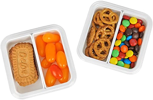 carrotez 2 Compartment Snack Containers, Portion Control Container, Small Food Storage Containers, Small Snack containers with Airtight lids, BPA Free, Stackable, Reusable, 2 PACK