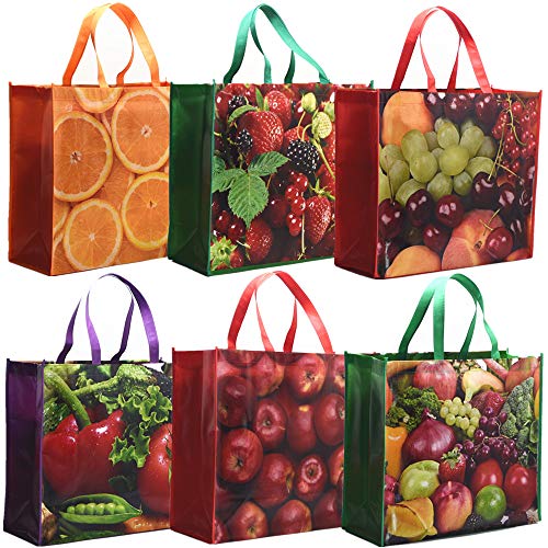 Reusable Grocery Bags Shopping Foldable Large Tote Bags Heavy Duty,Washable Bulk Bags with Handles and Eco-Friendly Ripstop Waterproof Material, Fruit Recycle Gift Bags 18.3inX15.7inX6.7in (XL)