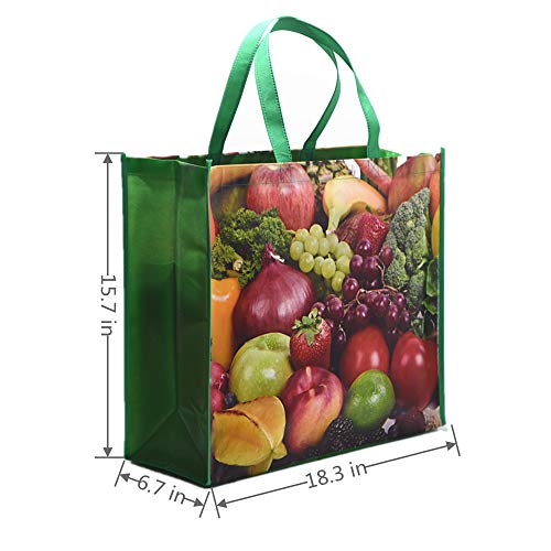 Reusable Grocery Bags Shopping Foldable Large Tote Bags Heavy Duty,Washable Bulk Bags with Handles and Eco-Friendly Ripstop Waterproof Material, Fruit Recycle Gift Bags 18.3inX15.7inX6.7in (XL)