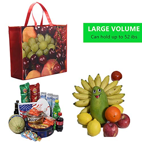 Reusable Grocery Bags Shopping Foldable Large Tote Bags Heavy Duty,Washable Bulk Bags with Handles and Eco-Friendly Ripstop Waterproof Material, Fruit Recycle Gift Bags 18.3inX15.7inX6.7in (XL)