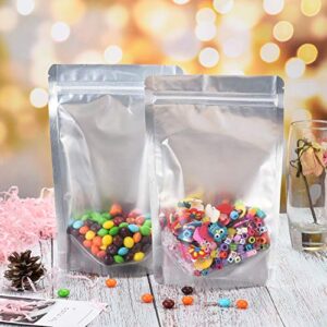 LZLPACKING 100 Pieces Smell Proof Mylar Bags- Resealable Packaging Pouch Bag with Clear Window for Food Storage，stand up pouch bags，Lipgloss，Eyelash Jewelry Electronics Storage(6×9 Inch)