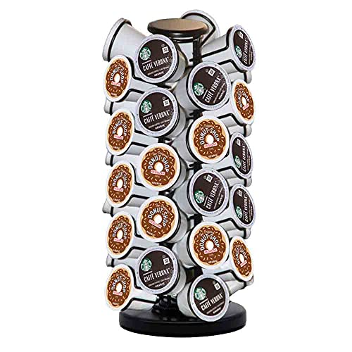 K cup Holders,K Cup Carousel With Heavy Duty Revolving Base,Coffee Pod Holder Carousel, Comes All in 1 Piece, Zero Assembly Required, Holds 40 K cups, Matte black. K cups NOT Included