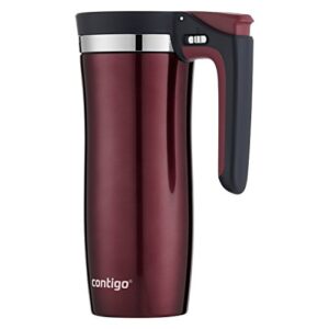 contigo handled vacuum-insulated stainless steel thermal travel mug with autoseal spill-proof lid, reusable coffee cup or water bottle, bpa-free, keeps drinks hot or cold for hours, 16oz spiced wine