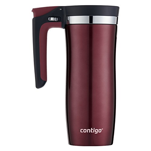 Contigo Handled Vacuum-Insulated Stainless Steel Thermal Travel Mug with AUTOSEAL Spill-Proof Lid, Reusable Coffee Cup or Water Bottle, BPA-Free, Keeps Drinks Hot or Cold for Hours, 16oz Spiced Wine