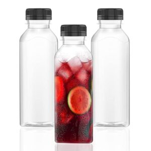 3 Pcs 17 Oz Plastic Juice Bottles Empty Clear Containers with Tamper Proof Lids for Juice, Milk and Other Beverage