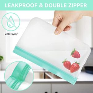 Reusable Food Storage Bags, 16 Pack BPA Free Food Grade Reusable Freezer Bags, Reusable Gallon Bags, Reusable Sandwich Bags, Silicone Food Bags Leakproof Resealable for Meat Fruit Veggies Snacks