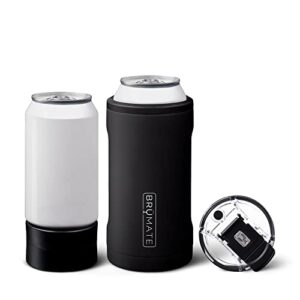 brümate hopsulator trio 3-in-1 insulated can cooler for 12oz / 16oz cans + 100% leak proof tumbler with lid | can coozie insulated for beer, soda, and energy drinks (matte black)