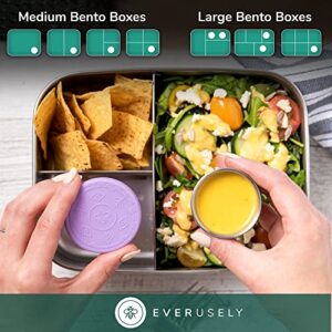 Everusely 3 x 1.7oz Leakproof Salad Dressing Container To Go, Stainless Steel Small Condiment Containers with Lids, Sauce Containers For Lunch Box, Dressing Cups with Lids, Dip Containers, Sauce Cups