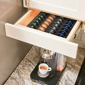 ramieyoo coffee capsule storage drawer tray,drawer insert organizer holds 48 pods compatible with nespresso vertuo vertuoline capsules for kitchen,home,office(waterproof/washable)