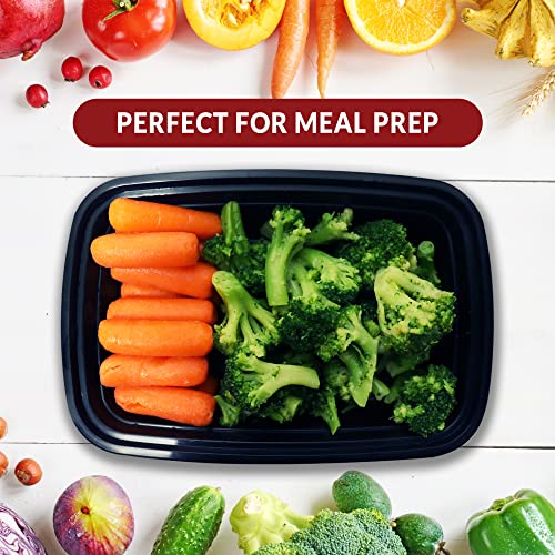 Reli. Meal Prep Containers, 24 oz. | 50 Pack | 1 Compartment Food Container w/Lids| Microwavable Food Storage Containers/To Go | Black Reusable Bento Box/Lunch Box Containers for Food/Meal Prep