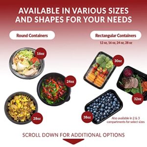 Reli. Meal Prep Containers, 24 oz. | 50 Pack | 1 Compartment Food Container w/Lids| Microwavable Food Storage Containers/To Go | Black Reusable Bento Box/Lunch Box Containers for Food/Meal Prep