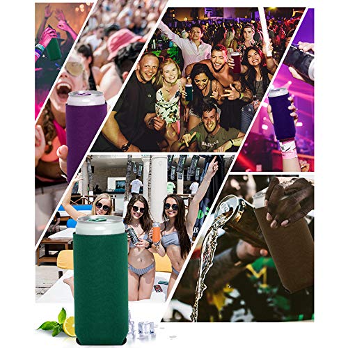 12 Pcs Slim Can Coolers, 12 oz Plain Bulk Collapsible Soda Cover Coolies, DIY Personalized Sublimation Sleeves for Weddings, Bachelorette Parties