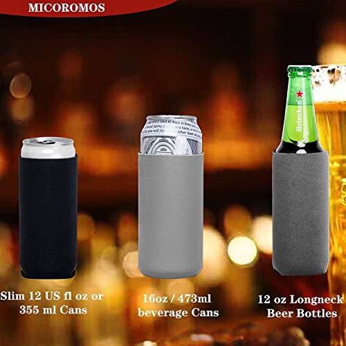 12 Pcs Slim Can Coolers, 12 oz Plain Bulk Collapsible Soda Cover Coolies, DIY Personalized Sublimation Sleeves for Weddings, Bachelorette Parties