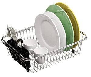 tesot adjustable over sink dish rack stainless steel dish drying rack on counter or in sink, rustproof