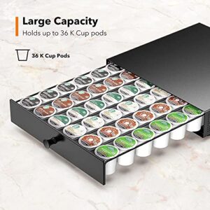 Goldlion K Cup Holder Sliding Tray Pull out Coffee Pod Organizer Rolling K Cup Organization Storage Drawer Countertop Maker Stand Bartesian Rack Capsules Compatible with Keurig Accessories, Black