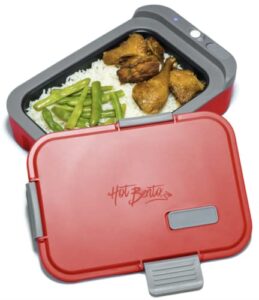 hot bento – self heated lunch box and food warmer – battery powered, portable, cordless, hot meals for office, travel, school, jobsite, picnics, outdoor recreation, kitchen meal prep – hot red