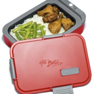 Hot Bento – Self Heated Lunch Box and Food Warmer – Battery Powered, Portable, Cordless, Hot Meals for Office, Travel, School, Jobsite, Picnics, Outdoor Recreation, Kitchen Meal Prep - Hot Red