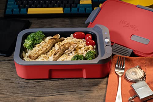 Hot Bento – Self Heated Lunch Box and Food Warmer – Battery Powered, Portable, Cordless, Hot Meals for Office, Travel, School, Jobsite, Picnics, Outdoor Recreation, Kitchen Meal Prep - Hot Red