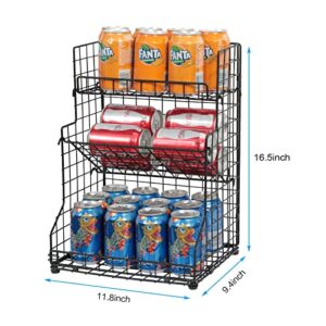 X-cosrack 3-Tier Food Packet Organizer Rack Bins with Adjustable Tilting Design for Pantry Storage,Metal Wire Snack Spice Holder for Kitchen Bathroom Cabinets Countertops