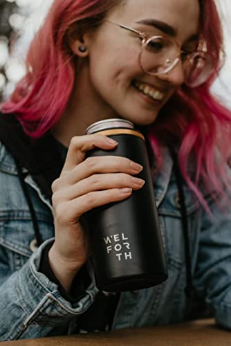 Welforth Slim Can Cooler for Slim Beer & Hard Seltzer Double-walled Stainless Steel 12oz Sleeve Skinny Can Coozies Drink Holder(GLITTER BLACK)