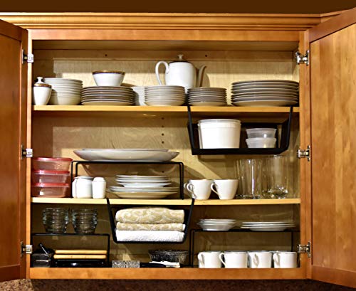 Kitchen Cabinet Organizer Set - Three Shelves, Two Under Shelf Baskets will Instantly Create Additional Cabinet or Counter Storage Space to Organize your Dishes, Glasses and Food Items. (5-Piece Set)