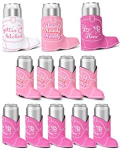 12 pack cowgirl boot bachelorette party skinny can sleeves disco cowgirl slim beverage sleeves favor bridal shower insulated neoprene drink holder for western themed space cowgirl party decorations