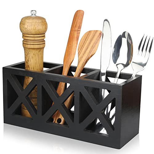 Ayiaren Wooden Silverware Holder Flatware Utensil Caddy Cutlery Holder Wood Silverware Organizer Bin Storage Containers for Kitchen Countertop, Forks, Spoons, Knives Utensil Holder Silverware Caddy