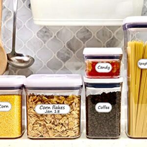 Removable Waterproof Food Labels, Write-on Kitchen Labels for POP Food Storage Containers, Jars and Home Organization, Pantry & Spice Sticker, Pack of 64