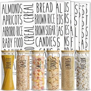 talented kitchen 136 pantry labels for food containers, preprinted clear kitchen food labels for organizing storage canisters & jars, black all caps + numbers stickers (water resistant)