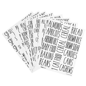 Talented Kitchen 136 Pantry Labels for Food Containers, Preprinted Clear Kitchen Food Labels for Organizing Storage Canisters & Jars, Black All Caps + Numbers Stickers (Water Resistant)