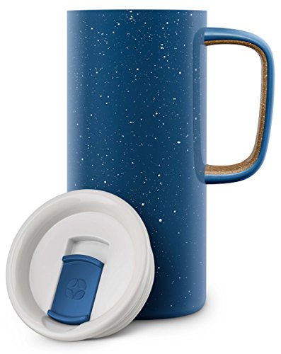 Ello Campy Vacuum Insulated Travel Mug with Leak-Proof Slider Lid and Comfy Carry Handle, Perfect for Coffee or Tea, BPA Free, Avalon Sea, 18oz