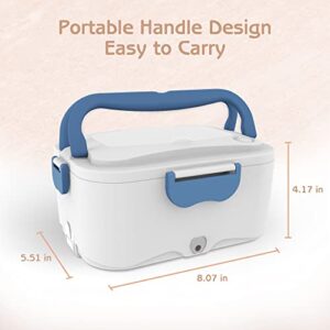 Electric Lunch Box Food Heater - 2-In-1 Portable Food Warmer Lunch Box for Car & Home – Leak proof, 2 Compartments, Carry Bag, removable 304 Stainless Steel Container