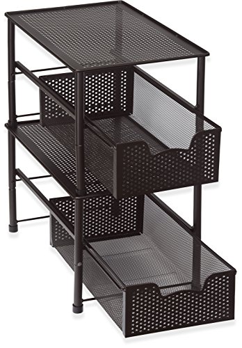 SimpleHouseware Stackable Under Sink Cabinet Sliding Basket Organizer Drawer, Bronze