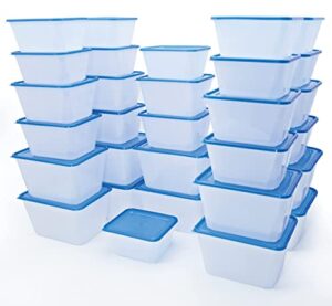 yesoon [30 pack] reusable freezer food storage containers with lids [26oz-40oz-70oz] plastic meal prep container sets bento box bpa free freezer & microwaveable & dishwasher safe