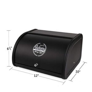 x458 metal bread box/bin/kitchen storage containers with roll top lid (black)