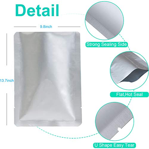 50 PCS 1 Gallon Mylar bags for food storage, Heat Sealable Bags Storage Bags for Food, Coffee Beans, tea, grains, etc.( 9.8 x 13.7 Inch )