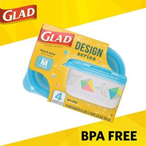 Glad Series Food Storage Containers, 4 Count | Strong and Durable Food Storage Food Containers for Everyday Use | Use to Store Meals, Snacks, and Desserts