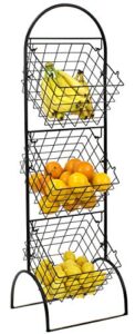 sorbus 3-tier wire market basket storage stand for fruit, vegetables, toiletries, household items, stylish tiered serving stand baskets for kitchen, bathroom organization (3 tier)