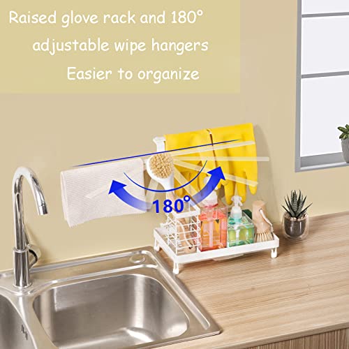 SVUASAN Sink Caddy Sponge Holder, Kitchen Countertop Rust Proof Sink Accessories Organizer with Handle Drip Drainer Pan Dishcloth Rack for Dish Brush, Soap Dispenser, Dishwashing Gloves ( Black )