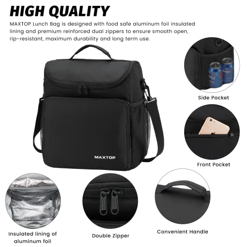 MAXTOP Lunch Box for Men & Women, Reusable Insulated Lunch Cooler Bags for Women with Adjustable Strap, medium Thermal Lunch Tote Bag for Office Work Hiking Outdoor Picnic Beach