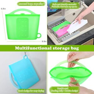 XUANMEIKE Silicone Food Storage Bags 4 Packs of Reusable Food Storage Bags(Upright)Suitable for Storage of Various Foods Freezing, Keeping Fresh, Cooking, Heating(Blue White Pink Green)