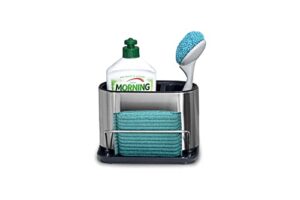 alta by auggiechino sink caddy, sponge holder for kitchen sink, kitchen organizer, sink brush holder, dish soap holder, stainless steel