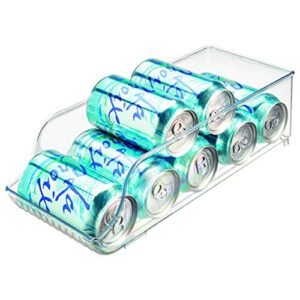 idesign bpa-free plastic water bottle and drink holder fridge organizer bin for kitchen, basement, garage fridge – 13.7″ x 5.4″ x 4.1″, clear plastic