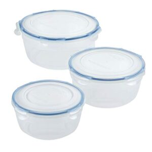 locknlock easy essentials food storage lids/airtight containers/stackable, bpa free, 6 piece, clear