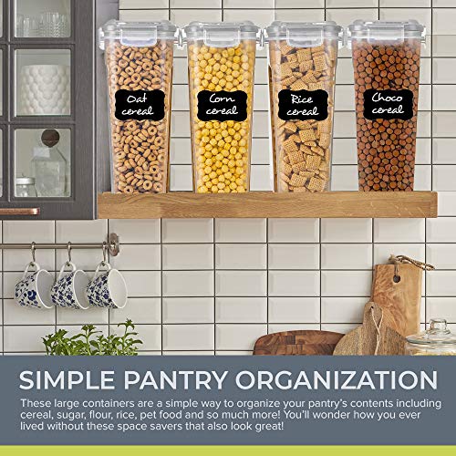 Cereal Container Storage Set - 4 Piece Airtight Food Storage Containers. BPA Free Dispenser Storage Container Set with Free Labels & Pen - by Simple Gourmet…