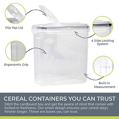 Cereal Container Storage Set - 4 Piece Airtight Food Storage Containers. BPA Free Dispenser Storage Container Set with Free Labels & Pen - by Simple Gourmet…