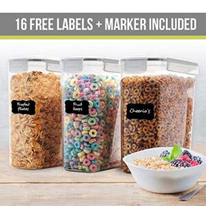 Cereal Container Storage Set - 4 Piece Airtight Food Storage Containers. BPA Free Dispenser Storage Container Set with Free Labels & Pen - by Simple Gourmet…