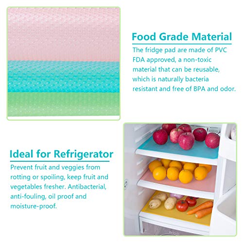 Wanapure 12 Pack Refrigerator Mats, Washable Refrigerator Liners,Fridge Pad, Easy to Clean Shelf Liner, Cuttable Kitchen Cabinet Shelves Mat, Non Adhesive Drawer Table Placemats (Colorful)