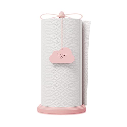 HOTCAN Wood Pink Paper Towel Holder for Countertop, Cute Paper Towel Holder with Beer Bottle Opener, Pink Kitchen Accessories Made of Beech Wood, Pink Home Decor, Windproof Design for Outdoor Use